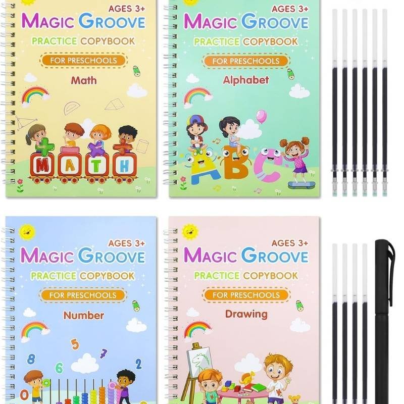 Magic Practice Copybook Set for Kids with Magic Pen and Refills