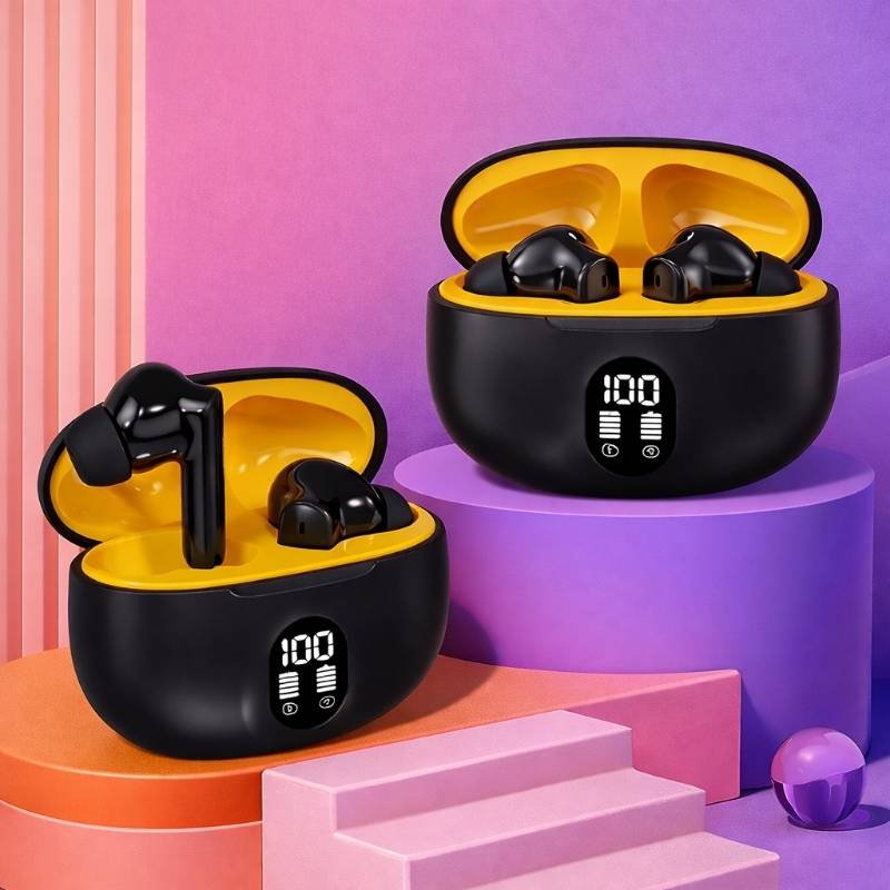 TWS Wireless Earbuds with LED Display – Bluetooth 5.3 ENC Noise Cancellation