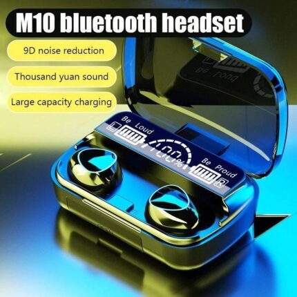 Airbud M10 wireless earbuds with LED digital display charging case and deep bass sound